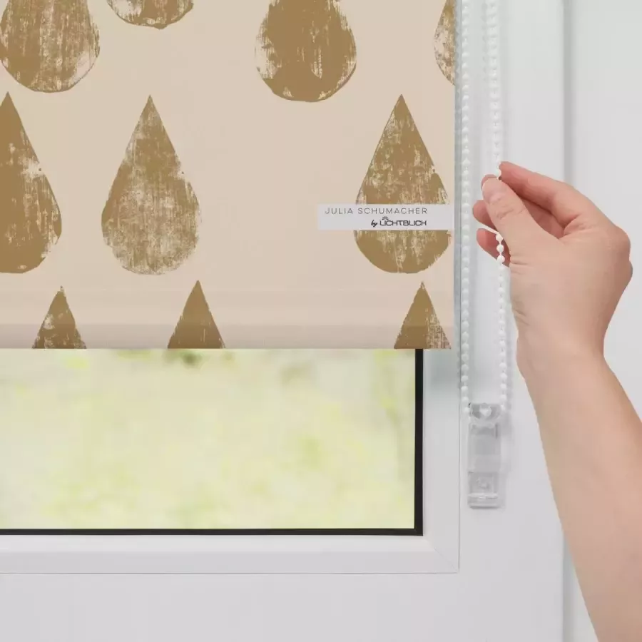 LICHTBLICK Rolgordijn met zijbediening Rolgordijn Klemmfix zonder boren verduistering golden drops goud (1 stuk) - Foto 2
