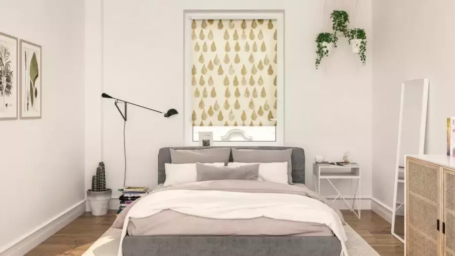 LICHTBLICK Rolgordijn met zijbediening Rolgordijn Klemmfix zonder boren verduistering golden drops goud (1 stuk) - Foto 4
