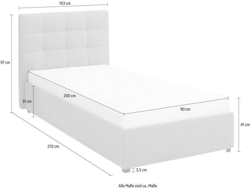 Lüttenhütt Gestoffeerd bed Endres met bedkist naar keuze zonder matras lattenbodem of incl. matras - Foto 6