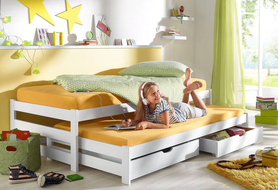 Lüttenhütt Functioneel ledikant "TORGNY" met 2 lades met twee slaapplaatsen