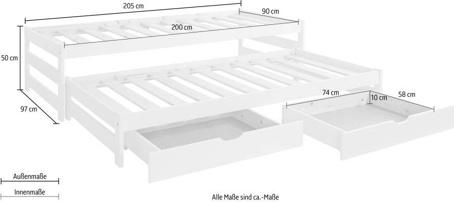Lüttenhütt Functioneel ledikant TORGNY met twee slaapplaatsen