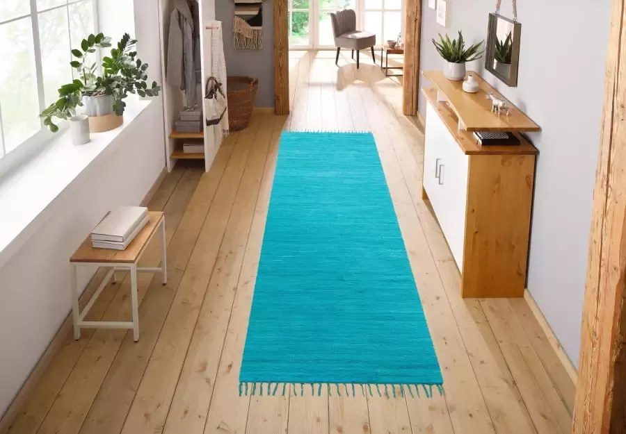 My home Vloerkleed Paul Omkeerbaar tapijt uni handgeweven met franjes 100% katoen loper - Foto 1