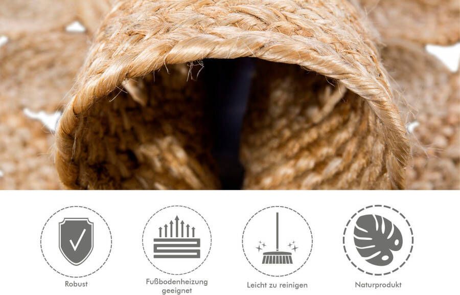 LUXOR living Vloerkleed Balo Jute tapijt pure natuurlijke vezel handgeweven vlechtontwerp - Foto 12