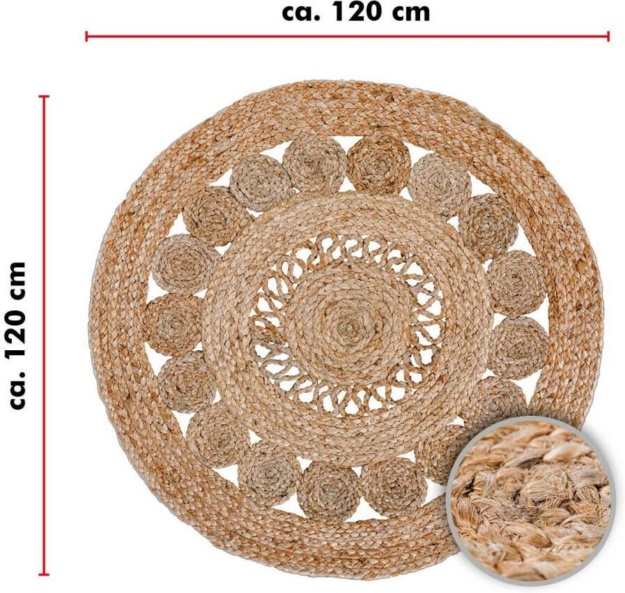LUXOR living Vloerkleed Balo Jute tapijt pure natuurlijke vezel handgeweven vlechtontwerp - Foto 8