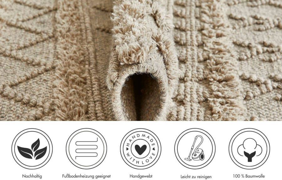 LUXOR living Wollen kleed Hägga Handgeweven vloerkleed zuivere wol met de hand geweven reliëfstructuur - Foto 5