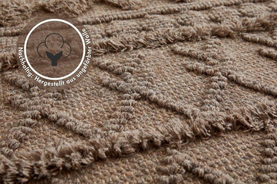 LUXOR living Wollen kleed Hägga Handgeweven vloerkleed zuivere wol met de hand geweven reliëfstructuur - Foto 3
