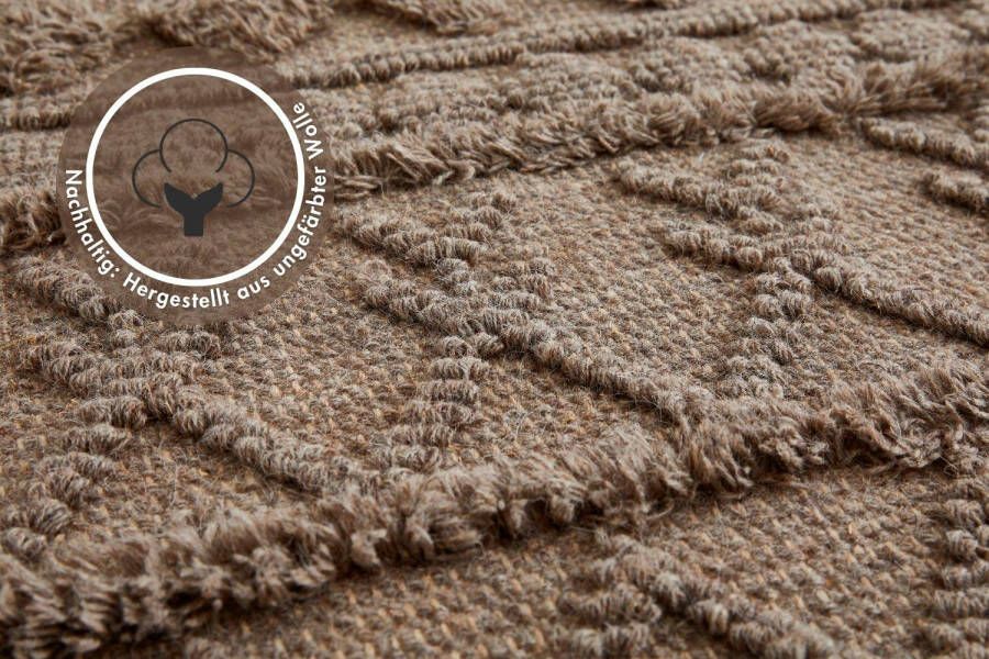 LUXOR living Wollen kleed Hägga Handgeweven vloerkleed zuivere wol met de hand geweven reliëfstructuur - Foto 3