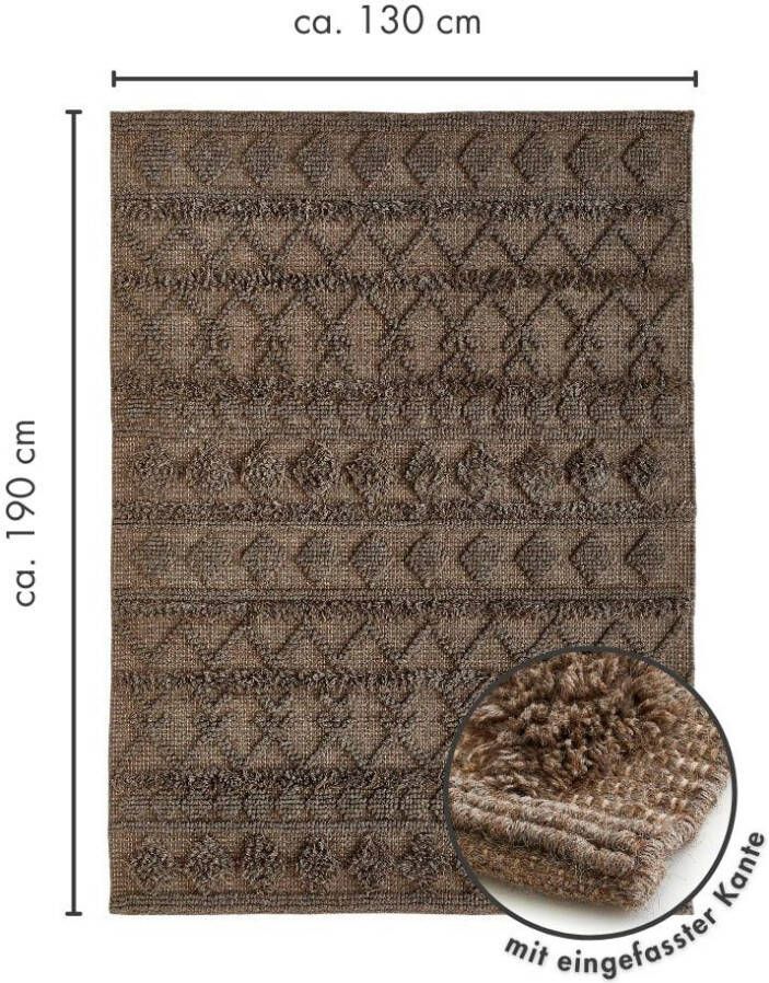 LUXOR living Wollen kleed Hägga Handgeweven vloerkleed zuivere wol met de hand geweven reliëfstructuur