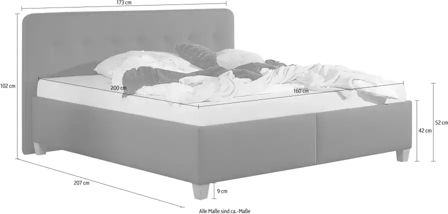 Maintal Gestoffeerd bed Mison met of zonder matras bonell- koudschuim- pocketveringskern matras - Foto 4