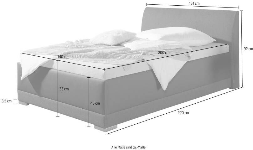 Maintal Gestoffeerd bed Makana met bedlade ook beschikbaar in h4 - Foto 6