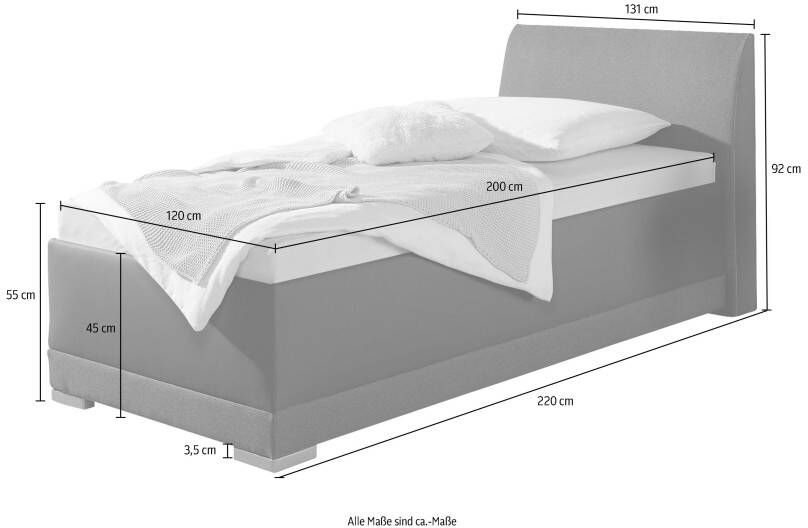 Maintal Gestoffeerd bed Makana met bedlade ook beschikbaar in h4 - Foto 3