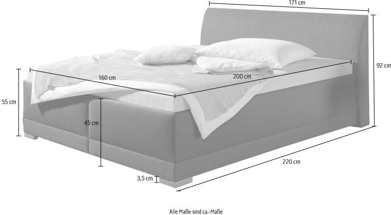 Maintal Gestoffeerd bed Makana met bedlade ook beschikbaar in h4 - Foto 11