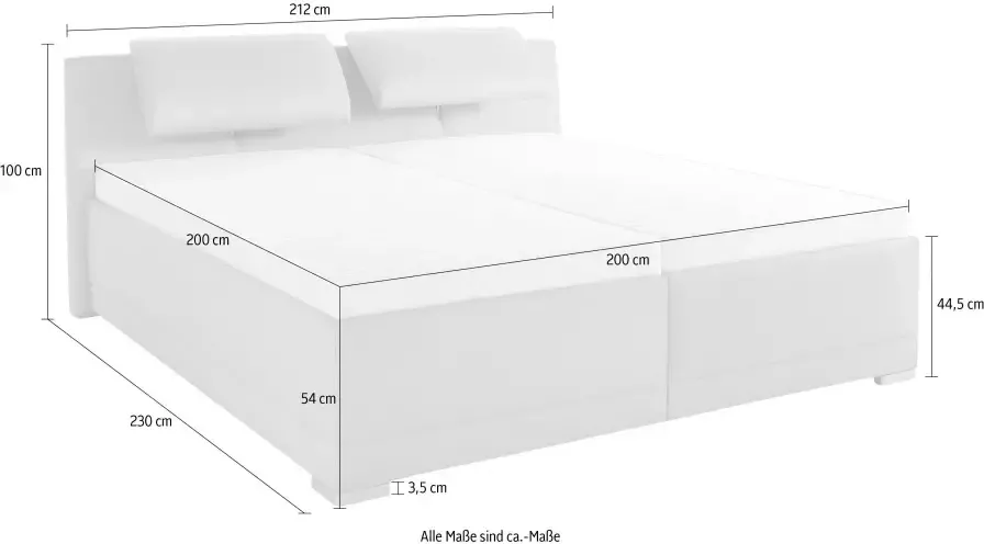 Maintal Gestoffeerd bed Oderzo met bedkist verstelbare hoofdsteun matrassen in h2 of h3 ter keuze - Foto 4