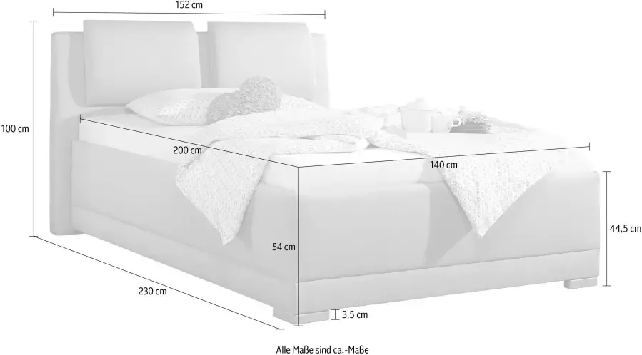 Maintal Gestoffeerd bed Oderzo met bedkist verstelbare hoofdsteun matrassen in h2 of h3 ter keuze - Foto 3