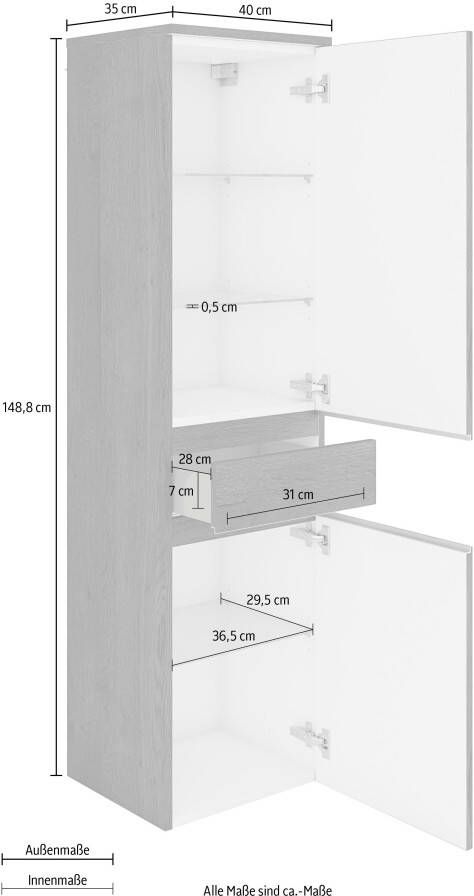 MARLIN Halfhoge kast 3500maxus 40 cm breed soft-closefunctie badkamermeubel voorgemonteerd - Foto 3