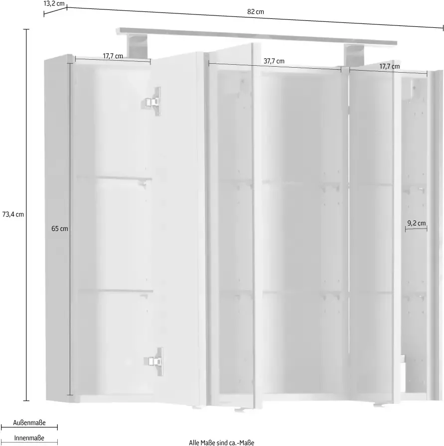 MARLIN Spiegelkast 3400 Breedte 82 cm