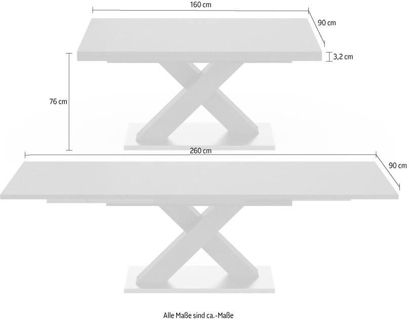 Mäusbacher Eettafel Comfort C met x-frame in grafiet en met uittrekfunctie breedte 160-260 cm - Foto 7