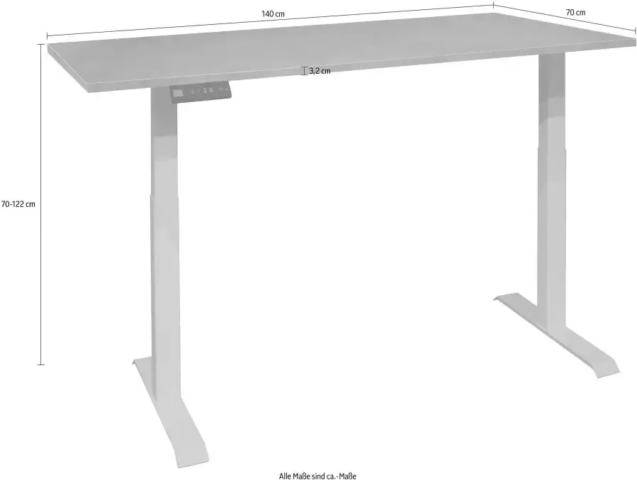 Mäusbacher Bureau Big System Office Breedte 140 cm elektrisch in hoogte verstelbaar - Foto 1