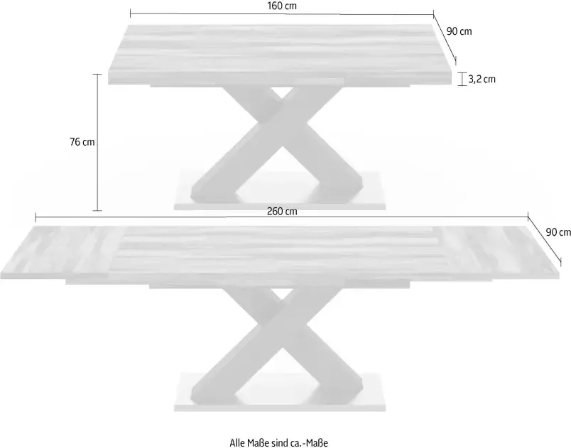Mäusbacher Eettafel Comfort C met x-frame in grafiet en met uittrekfunctie breedte 160-260 cm - Foto 4