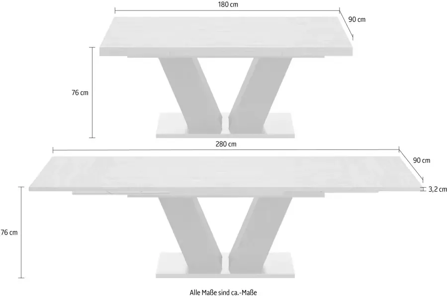 Mäusbacher Eettafel Comfort D met v-frame in grafiet en met uittrekfunctie breedte 180-280 cm - Foto 6