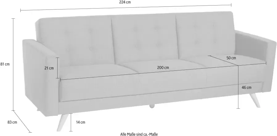 Max Winzer 3-zitsbank Julius Slaapbank inclusief slaapfunctie & bedkist breedte 224 cm - Foto 2