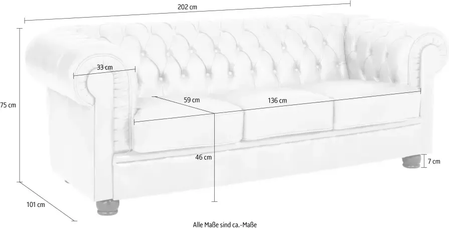 Max Winzer Chesterfield-bank KENT 3-zitsbank met chique capitonnage breedte 205 cm - Foto 5