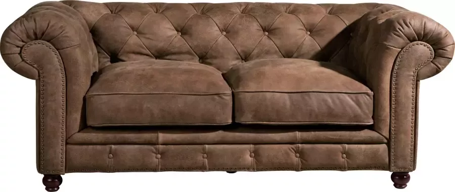 Max Winzer Chesterfield-bank Old Engeland 2-zitsbank van leer met capitonnage & siernagels breedte 192 cm - Foto 9