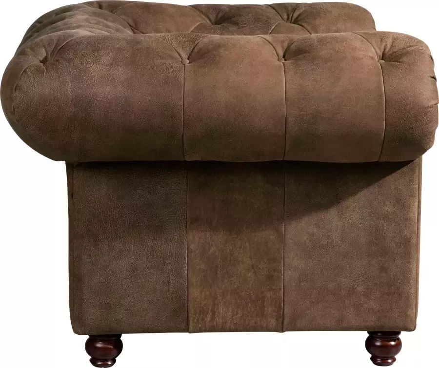 Max Winzer Chesterfield-fauteuil Old England Loungesessel Leren fauteuil met capitonnage & siernagels (set) - Foto 6