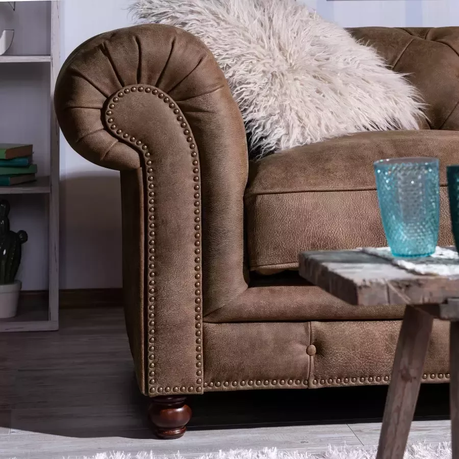 Max Winzer Chesterfield-fauteuil Old Engeland Leren fauteuil met capitonnage & siernagels