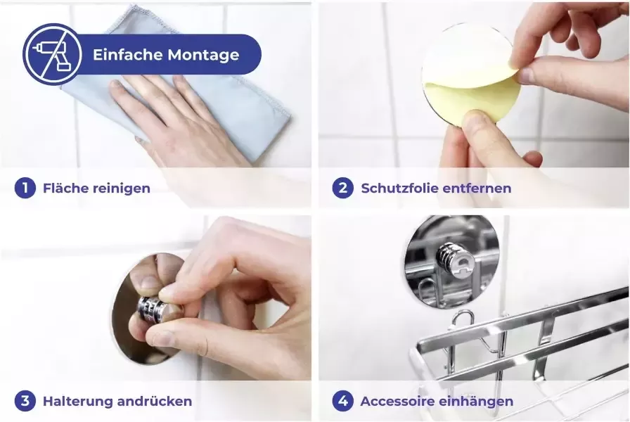 Maximex Badkamerrekje Hoek-opbergcaddy om te plakken 180° draaibaar - Foto 5