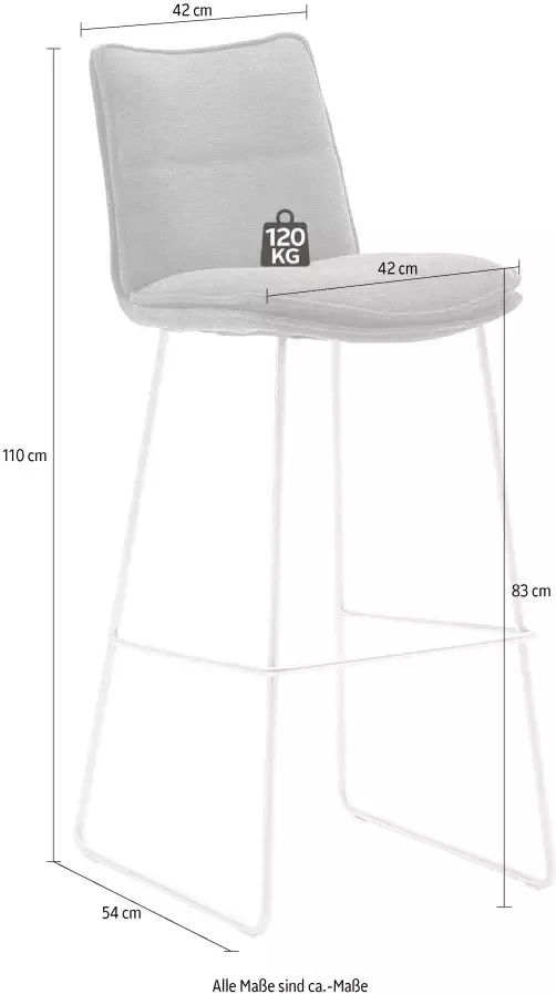 MCA furniture Barkruk Hampton Barkruk 180º draaibaar met nivellering tot 120 kg belastbaar (2 stuks) - Foto 3