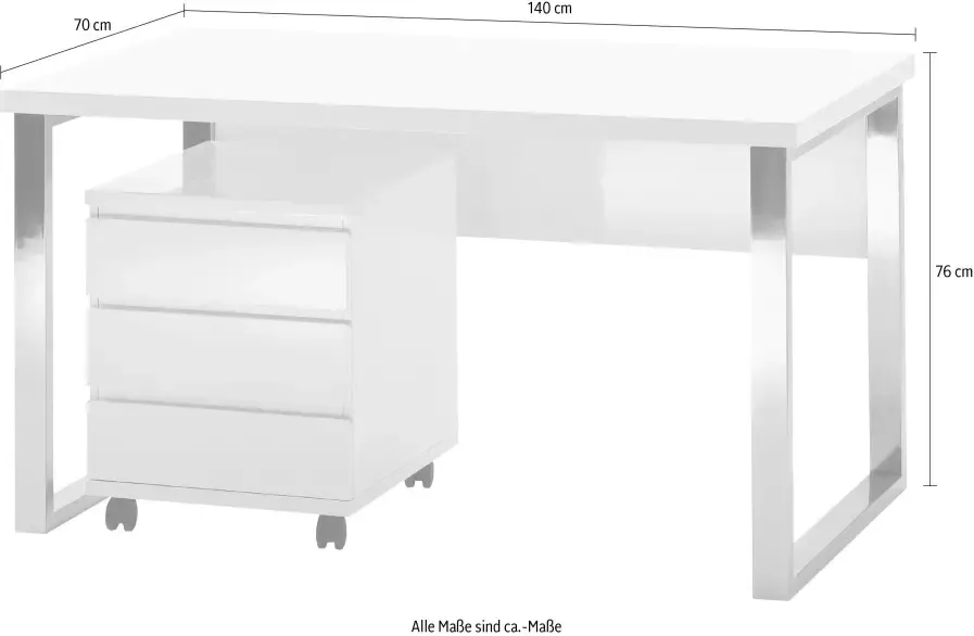 MCA furniture Bureau Sydney hoogglans-wit breedte 140 cm - Foto 3