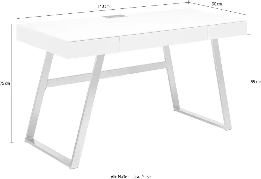 MCA furniture Bureau Aspen matwit laden met push-to-open breedte 140 cm - Foto 4