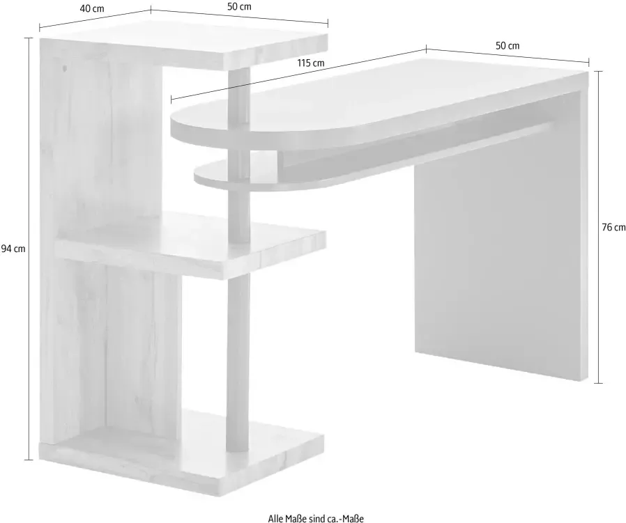 MCA furniture Bureau Moura met kastelement hoogglans-wit tafelblad draaibaar breedte 145 cm - Foto 2