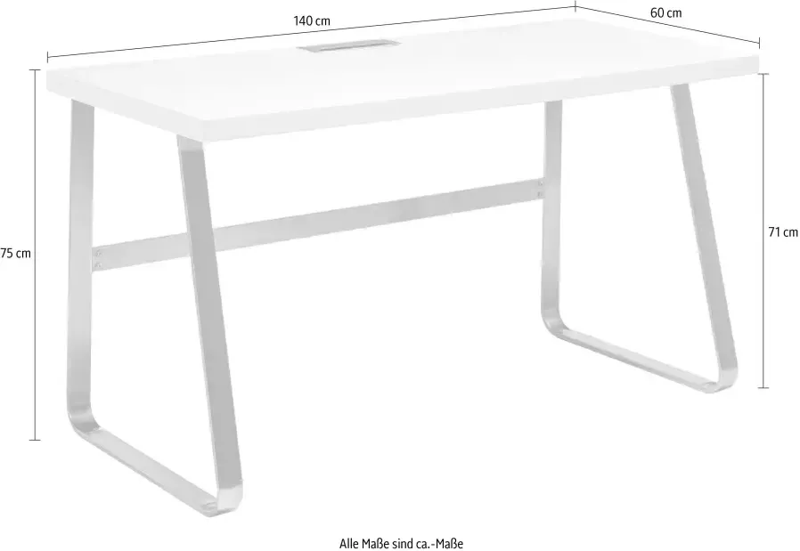 MCA furniture Bureau Beno 140 cm breedte met frame in edelstaal-look - Foto 3