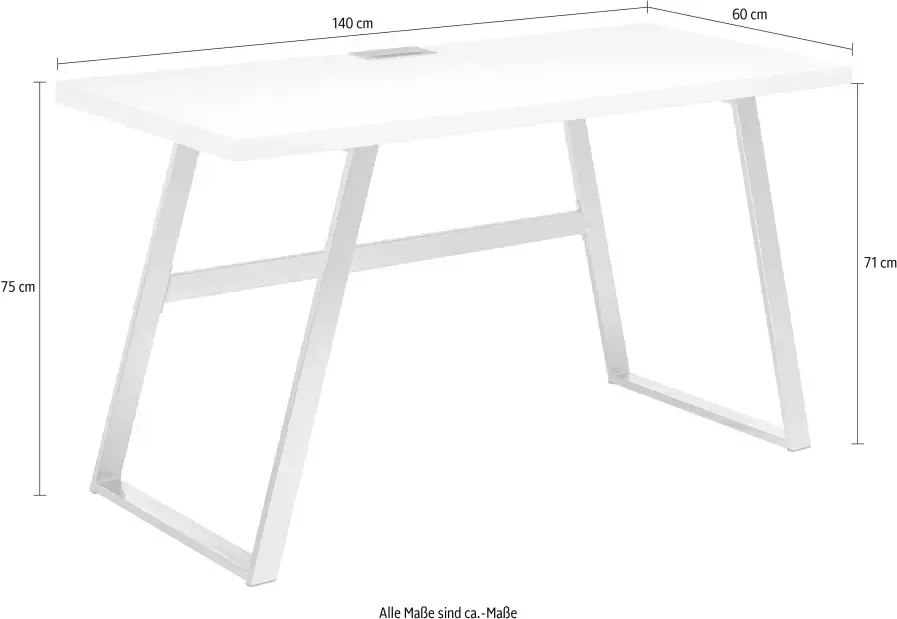 MCA furniture Bureau ANDRIA Matwit gelakt met kabeldoorvoer breedte 140 cm - Foto 4