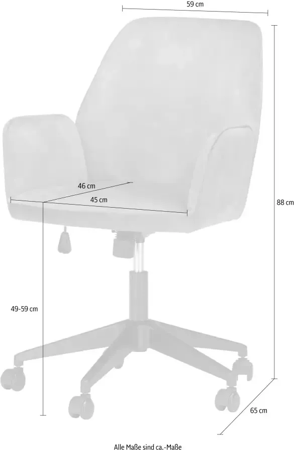 MCA furniture Bureaustoel O-Ottawa Fluweel bureaustoel met traploos instelbare comfortabele zithoogte - Foto 5