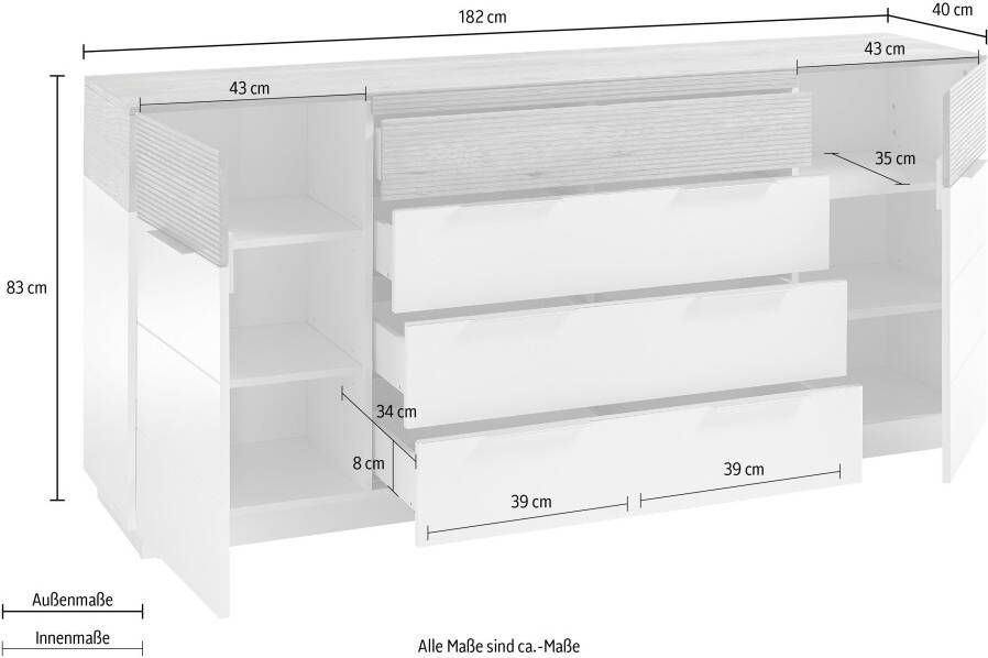 MCA furniture Dressoir Dubai matwit met garneringen in eiken - Foto 2
