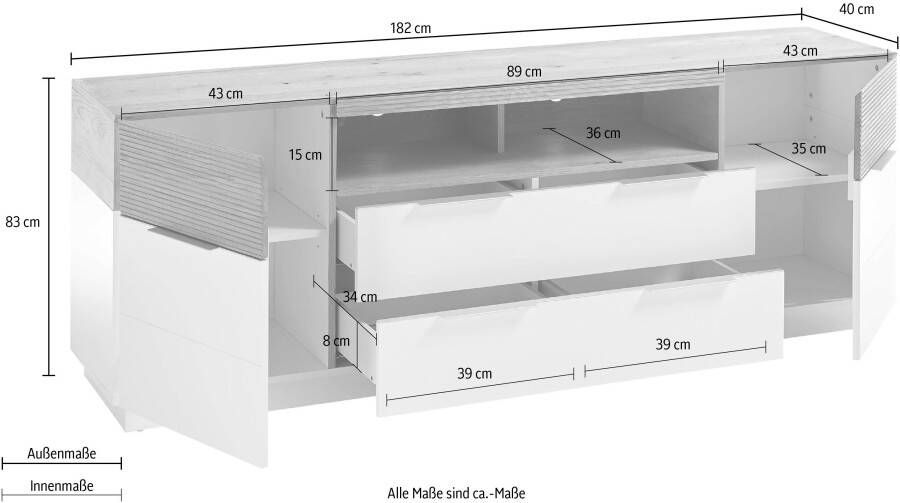 MCA furniture Dressoir Dubai matwit met garneringen in eiken - Foto 4