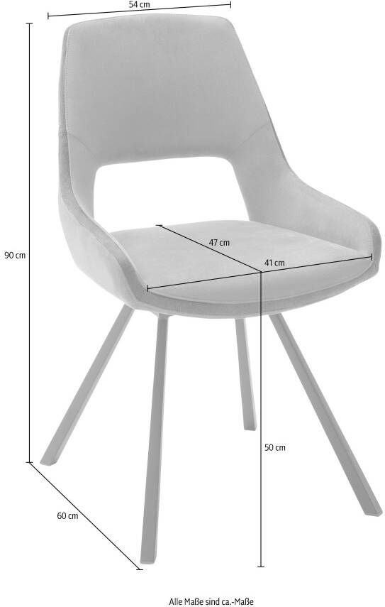 MCA furniture Eetkamerstoel Bayonne set van 2 stoel 180º draaibaar met nivellering belastbaar tot 120 kg (set 2 stuks) - Foto 2