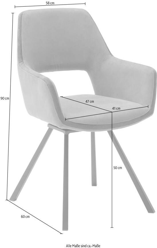 MCA furniture Eetkamerstoel Bayonne set van 2 stoel 180º draaibaar met nivellering belastbaar tot 120 kg (set 2 stuks) - Foto 2