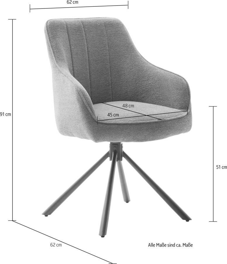 MCA furniture Eetkamerstoel KASAMA (2-pack) 180° draaibaar belastbaarheid 120 kg zithoogte ca. 51 cm