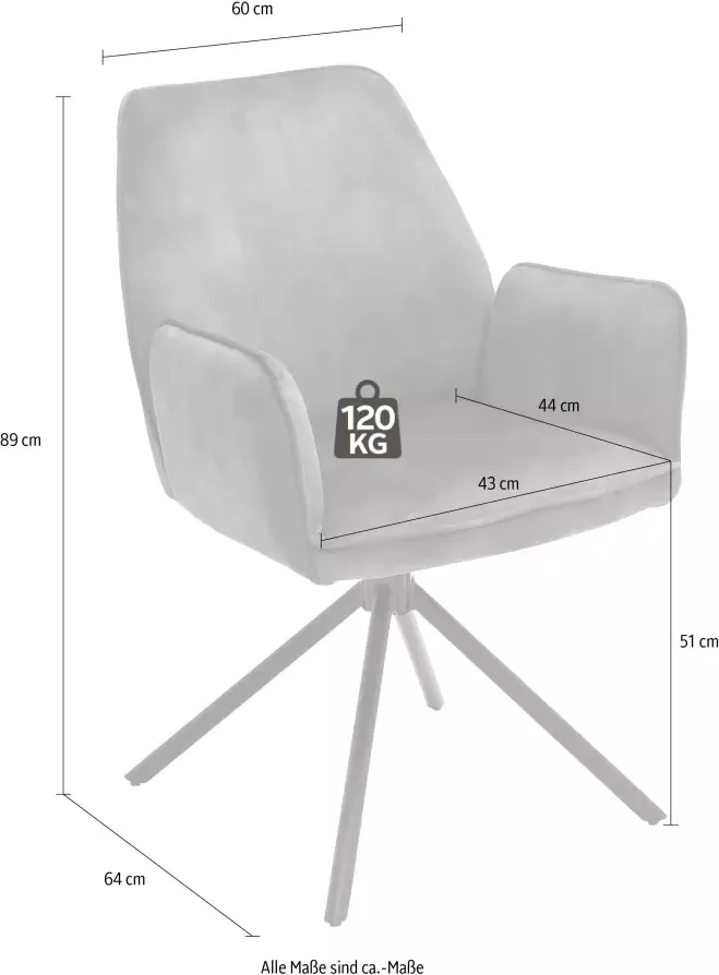MCA furniture Eetkamerstoel Ottawa met armleuning Vintage suède-look met opstaande naad stoel belastbaar tot 120 kg (set 2 stuks) - Foto 2