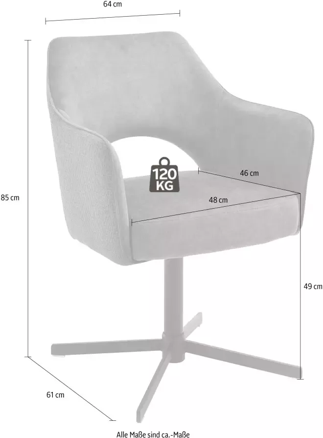 MCA furniture Eetkamerstoel Valetta 2-set 360° draaibaar pocketvering belastbaar tot 120 kg (set 2 stuks) - Foto 2
