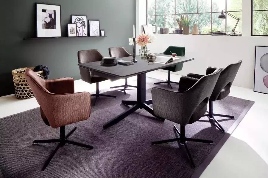 MCA furniture Eetkamerstoel Valetta 2-set 360° draaibaar pocketvering belastbaar tot 120 kg (set 2 stuks) - Foto 4