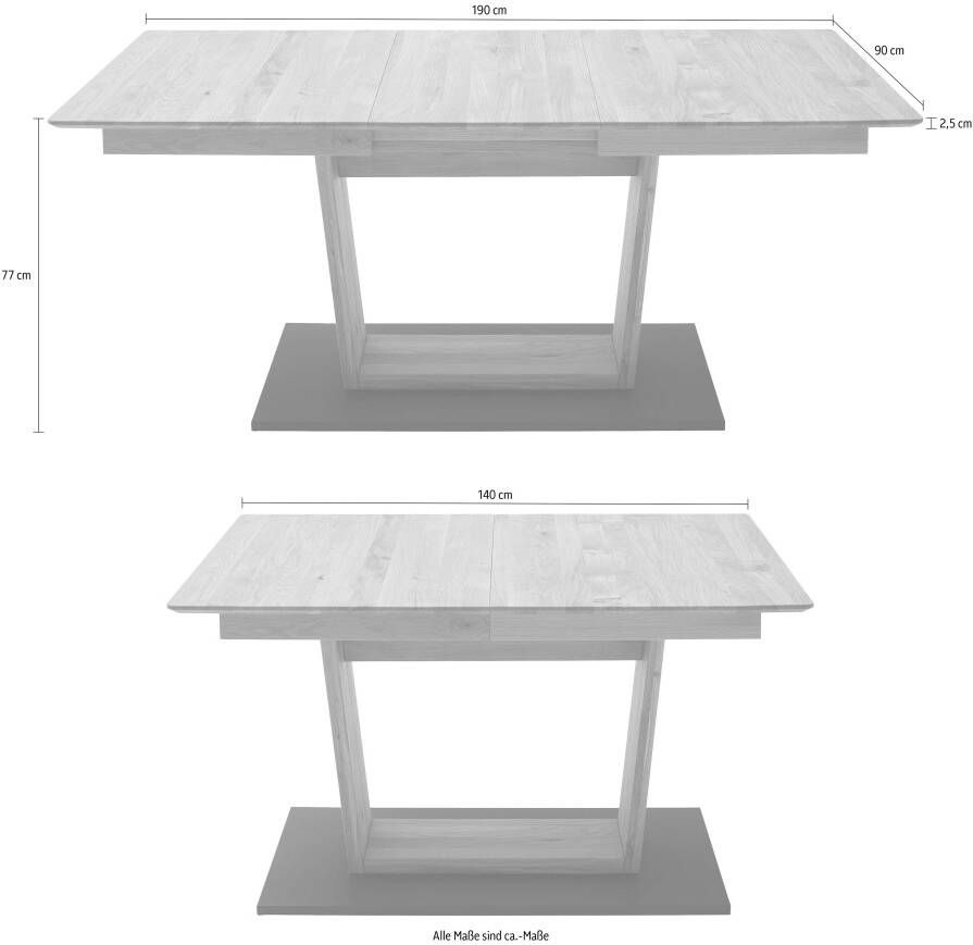 MCA furniture Eettafel Cuba Eettafel massief hout uittrekbaar tafelblad met synchroon uittreksysteem - Foto 2