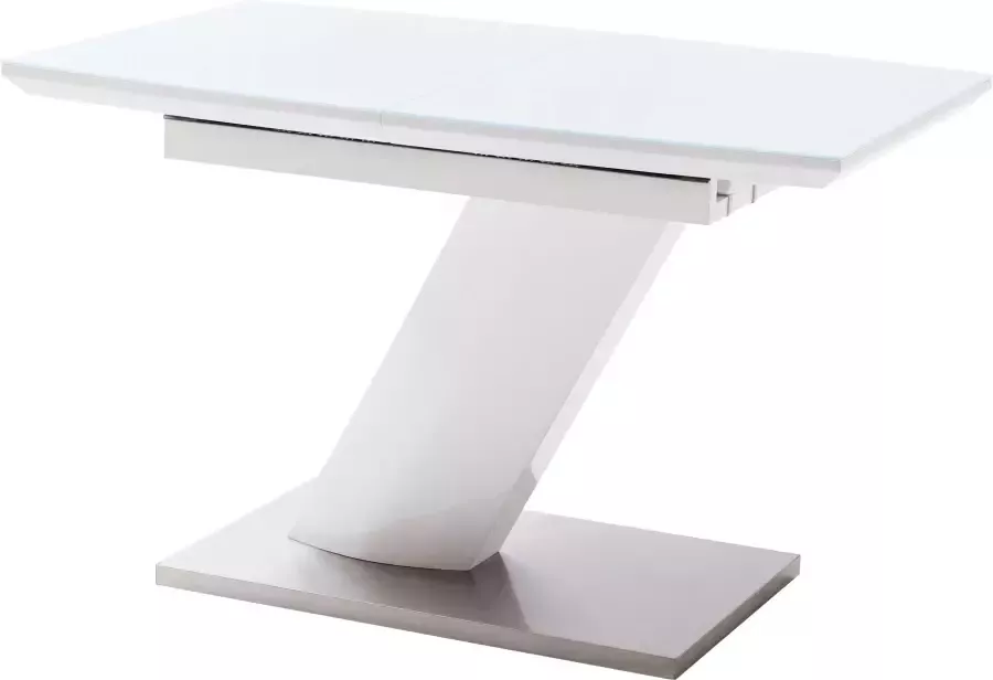 MCA furniture Eettafel Galina Bootvorm in wit met synchroon uittreksysteem voorgemonteerd veiligheidsglas - Foto 2