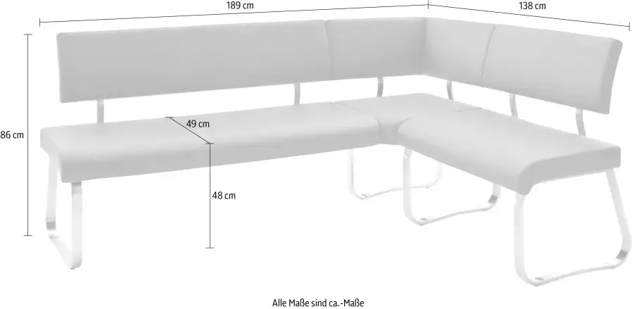 MCA furniture Hoekbank Arco Hoekbank vrij plaatsbaar breedte 200 cm belastbaar tot 500 kg