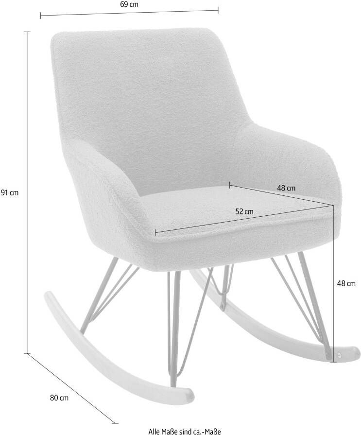 MCA furniture Schommelstoel Oran Stoel met beugelpoten met armleuning tot 120 kg belastbaar comfortzithoogte 49 cm