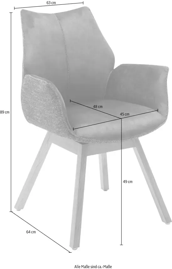 MCA furniture Stoel met armleuningen Tacoma set van 2 in vintage suède-look 180° draaibaar tot 120 kg belastbaar (set 2 stuks) - Foto 10